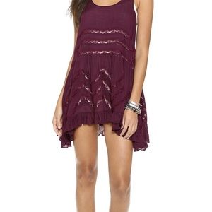Free People Viole and Lace Trapeze Slip Maroon